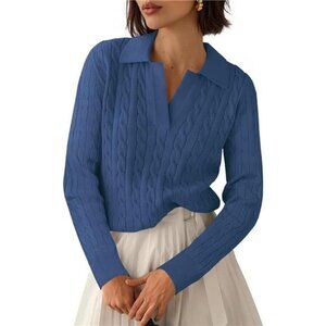 Oversized V-Neck Cable Knit Sweater | Cozy Long Sleeve Pullover Fall & Winter